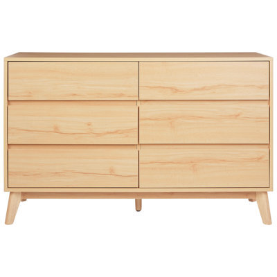 Wyld And Coco 6-Drawer Chest Light Brown With Pine Legs Modern - W120 X D40 X H75Cm - image 1