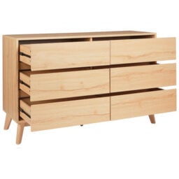 Wyld And Coco 6-Drawer Chest Light Brown With Pine Legs Modern - W120 X D40 X H75Cm - thumbnail 5