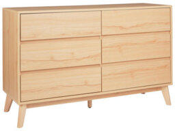 Wyld And Coco 6-Drawer Chest Light Brown With Pine Legs Modern - W120 X D40 X H75Cm - thumbnail 3