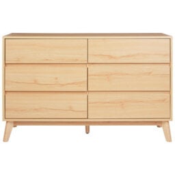 Wyld And Coco 6-Drawer Chest Light Brown With Pine Legs Modern - W120 X D40 X H75Cm - thumbnail 1