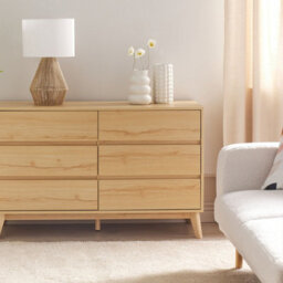 Wyld And Coco 6-Drawer Chest Light Brown With Pine Legs Modern - W120 X D40 X H75Cm - thumbnail 2