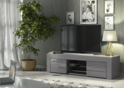 Tv Unit 130Cm Modern Dark Grey With High Gloss Doors - Creative Furniture - thumbnail 5