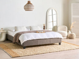 Beliani Bed Without Headboard Boucle Roanne 160 X 200 Cm (Eu King Size) Taupe - thumbnail 2
