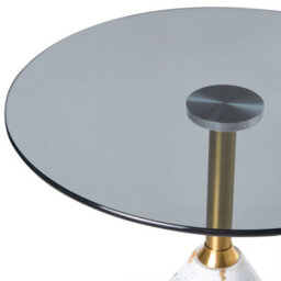 Wyld And Coco Compact Round Side Table With Marble-Effect Base, Gold Accent And Clear Glass Top - W40 X L40 X H56Cm - thumbnail 3