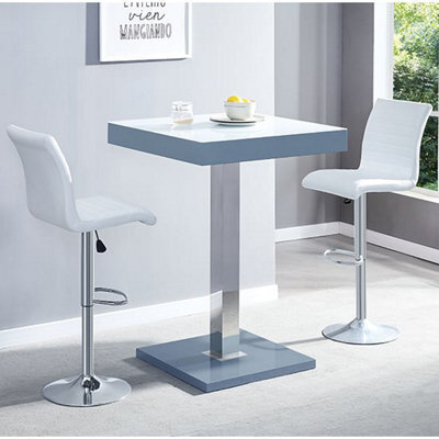 Furniture in Fashion Topaz Glass White Grey Bar Table 2 Ripple White Stools - image 1