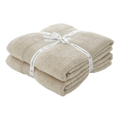 Catherine Lansfield Bathroom Anti Bacterial 500 Gsm Soft & Absorbent Cotton Bath Sheet Pair Natural - image 1