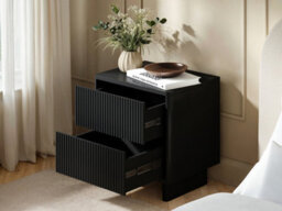 Solace+Co Velmor 4 Piece Ribbed Bedroom Furniture Set, Black - thumbnail 7