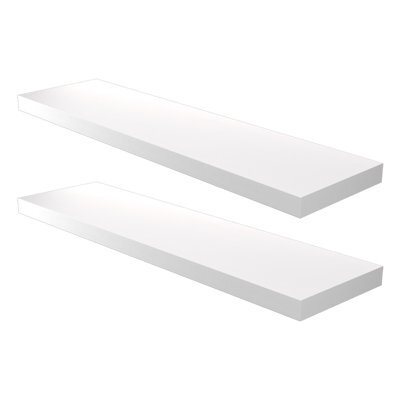 2 Pack Of Floating Shelves White Matte 90 X 24Cm (03193X2) - image 1