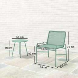 Outsunny Rattan Bistro Set With 2 Chairs & Round Table For Patio, Green - thumbnail 3