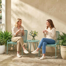 Outsunny Rattan Bistro Set With 2 Chairs & Round Table For Patio, Green - thumbnail 8