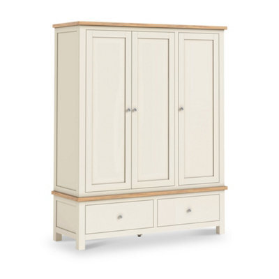Farro Xl Cream Triple Wardrobe With 2 Drawers - By Roseland Furniture - image 1