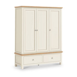 Farro Xl Cream Triple Wardrobe With 2 Drawers - By Roseland Furniture