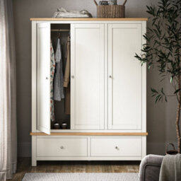Farro Xl Cream Triple Wardrobe With 2 Drawers - By Roseland Furniture - thumbnail 2