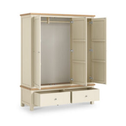 Farro Xl Cream Triple Wardrobe With 2 Drawers - By Roseland Furniture - thumbnail 3