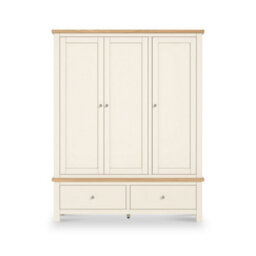 Farro Xl Cream Triple Wardrobe With 2 Drawers - By Roseland Furniture - thumbnail 4
