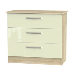 Trent 3 Drawer Chest Of Drawers In Cream & Bardolino Oak (Ready Assembled)