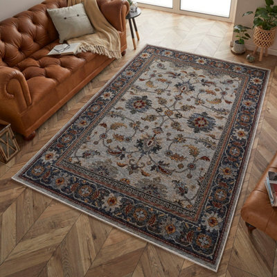 Luxurious Easy To Clean Bordered Floral Traditional Persian Rug For Living Room & Bedroom-200Cm X 285Cm - image 1