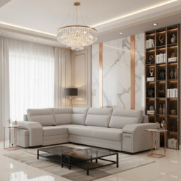 Alvares Living Room Corner Sofa Bed With Polyurethane Foam Wave Springs Loose Back Cushions 305X205X90Cm Light Grey Left - thumbnail 1