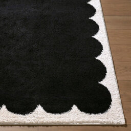 Livabliss Fossay Shaggy-Washable Black Cream Modern High Pile Living Bedroom Rug 200 X 275 Cm Easy Care, Non Shedding - thumbnail 5