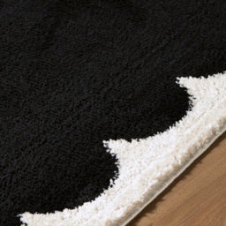 Livabliss Fossay Shaggy-Washable Black Cream Modern High Pile Living Bedroom Rug 200 X 275 Cm Easy Care, Non Shedding - thumbnail 3