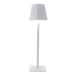 Happy Homewares Tall White Rechargeable Touch Dimmable Table Lamp With Metal Shade - thumbnail 2