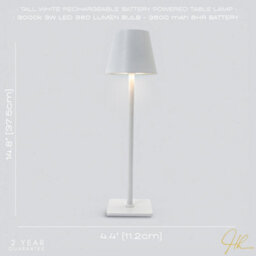 Happy Homewares Tall White Rechargeable Touch Dimmable Table Lamp With Metal Shade - thumbnail 7