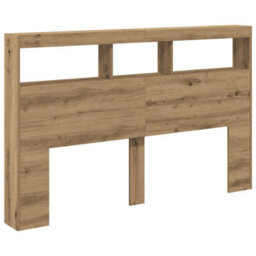 Berkfield Headboard Cabinet With Led Artisan Oak 160X17X102 Cm - thumbnail 6