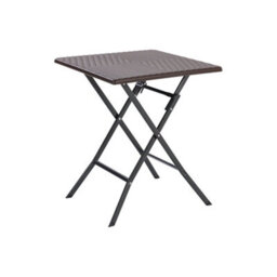 Living And Home Brown Square Portable Rattan Effect Tabletop Folding Outdoor Bistro Dinging Table 61 X 74 Cm