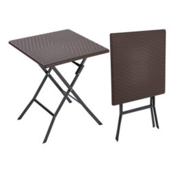 Living And Home Brown Square Portable Rattan Effect Tabletop Folding Outdoor Bistro Dinging Table 61 X 74 Cm - thumbnail 2