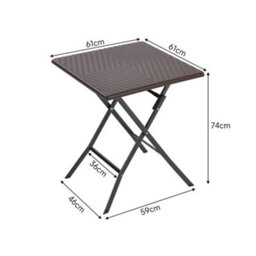 Living And Home Brown Square Portable Rattan Effect Tabletop Folding Outdoor Bistro Dinging Table 61 X 74 Cm - thumbnail 6