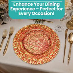 Neel Blue Charger Plates For Table Decoration - Red Peacock Design - Pack Of 6 - thumbnail 6