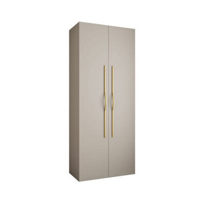 Arte Elegant Cashmere Como Ii Hinged Door Wardrobe H2460mm W1000mm D500mm, Two Doors, Eight Shelves, One Hanging Rail, Gold Handles - image 1