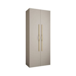 Arte Elegant Cashmere Como Ii Hinged Door Wardrobe H2460mm W1000mm D500mm, Two Doors, Eight Shelves, One Hanging Rail, Gold Handles - thumbnail 1