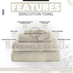 Gc Gaveno Cavailia Hampton Royal 4 Pack Hand Towel 50X80 Cream Egyptian Cotton Premier Super Absorbent Towel - thumbnail 2