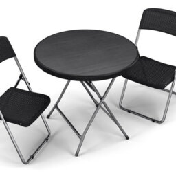 Urbn-Living Urbnliving 81Cm Diameter Black Wooden Look Round Folding Garden Table Outdoor Bistro Patio Furniture - thumbnail 3