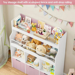 Pink Bookcase Storage Unit With 3 Boxes - thumbnail 5