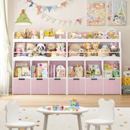 Pink Bookcase Storage Unit With 3 Boxes - thumbnail 3