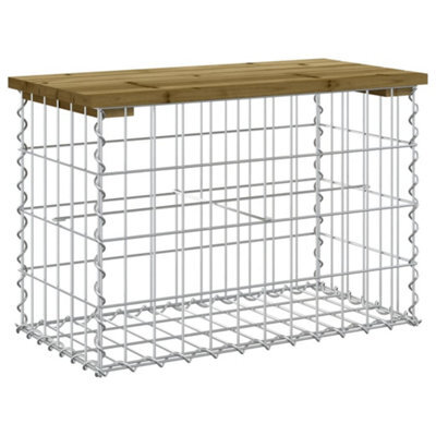 Berkfield Rustic Garden Bench Gabion Design 63X31.5X42 Cm Impregnated Wood Pine - image 1