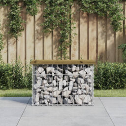 Berkfield Rustic Garden Bench Gabion Design 63X31.5X42 Cm Impregnated Wood Pine - thumbnail 2