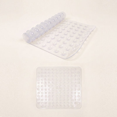 Oxford Homeware Suction Cups Gripper Shower Bath Mat Machine Washable Anti Mould And Mildew Bathroom Mat (Transparent, 53X53Cm) - image 1