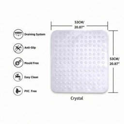 Oxford Homeware Suction Cups Gripper Shower Bath Mat Machine Washable Anti Mould And Mildew Bathroom Mat (Transparent, 53X53Cm) - thumbnail 6