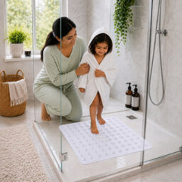 Oxford Homeware Suction Cups Gripper Shower Bath Mat Machine Washable Anti Mould And Mildew Bathroom Mat (Transparent, 53X53Cm) - thumbnail 2