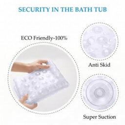 Oxford Homeware Suction Cups Gripper Shower Bath Mat Machine Washable Anti Mould And Mildew Bathroom Mat (Transparent, 53X53Cm) - thumbnail 3