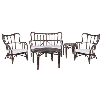 Beliani Garden Lounge Set With Table 4 Seater Brindisi Rattan Dark Brown - image 1