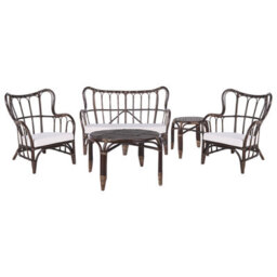 Beliani Garden Lounge Set With Table 4 Seater Brindisi Rattan Dark Brown - thumbnail 1