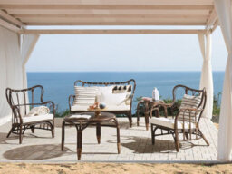 Beliani Garden Lounge Set With Table 4 Seater Brindisi Rattan Dark Brown - thumbnail 2
