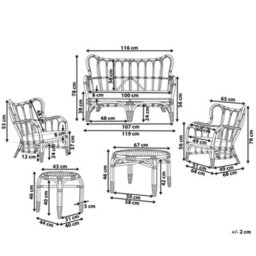 Beliani Garden Lounge Set With Table 4 Seater Brindisi Rattan Dark Brown - thumbnail 3