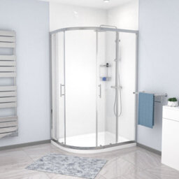 Nes Home Lh 1200 X 900mm Chrome Framed Offset Quadrant Shower Enclosure  & Tray - thumbnail 3