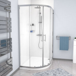 Nes Home Lh 1200 X 900mm Chrome Framed Offset Quadrant Shower Enclosure  & Tray - thumbnail 2