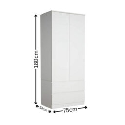 Home Source Lugano Black 2 Door 2 Drawer Wardrobe High Gloss Door & Drawer Fronts - thumbnail 8
